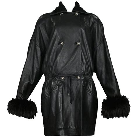 fur coats women versace|versace black leather jacket.